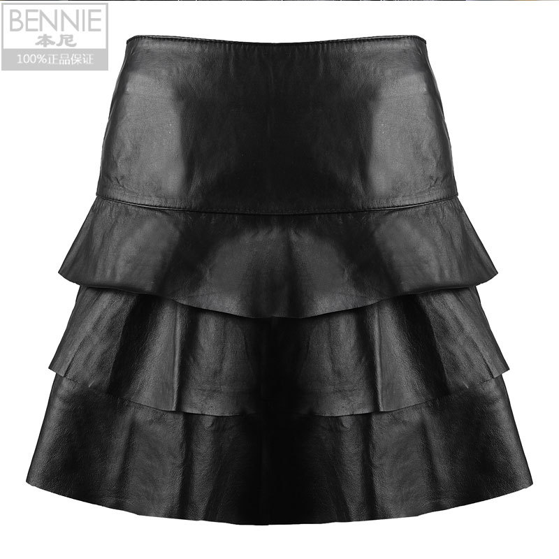 2012-2013 new style leather skirt women's genuine leather bust skirt slim bag black skirt