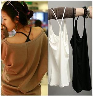 2012 68cm ultra long slim all-match pure y spaghetti strap vest female basic vest