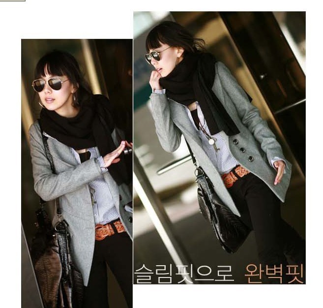 2012 8968 elegant slim solid color suit edition wool three button outerwear big trench