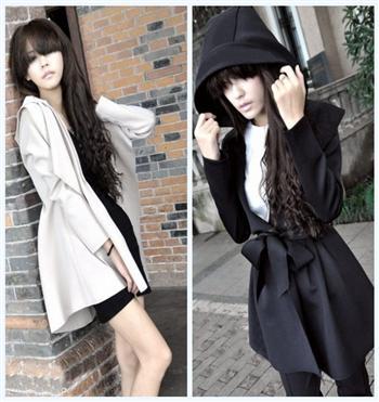 2012 9013 fashion cool elegant with a hood pleated long design high quality version trench outerwear