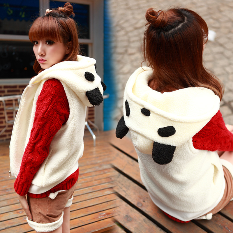 2012 all-match cartoon solid color berber fleece hat thermal vest f0033