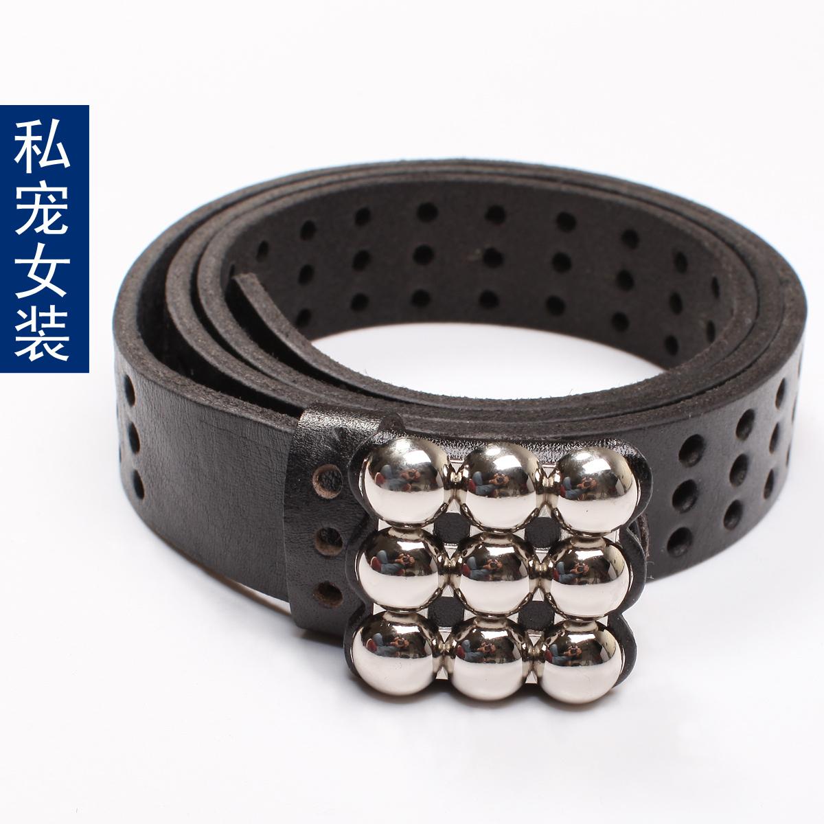 2012 all-match cutout small circle strap genuine leather belt sp12248