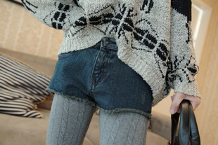 2012 all-match denim shorts plus size loose woolen shorts boot cut jeans female denim