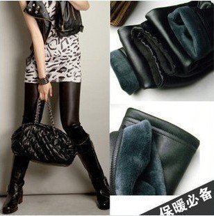 2012 all-match fashion brief hot-selling beaver velvet double layer thermal faux leather legging pants free shipping