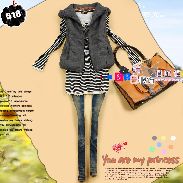 2012 all-match female autumn and winter fashion Women with a hood vest cotton vest cotton vest