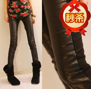 2012 all-match patchwork leather pants legging