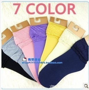 2012 all-match ruffle pile of pile of socks laciness vintage short socks knee-high socks 35g