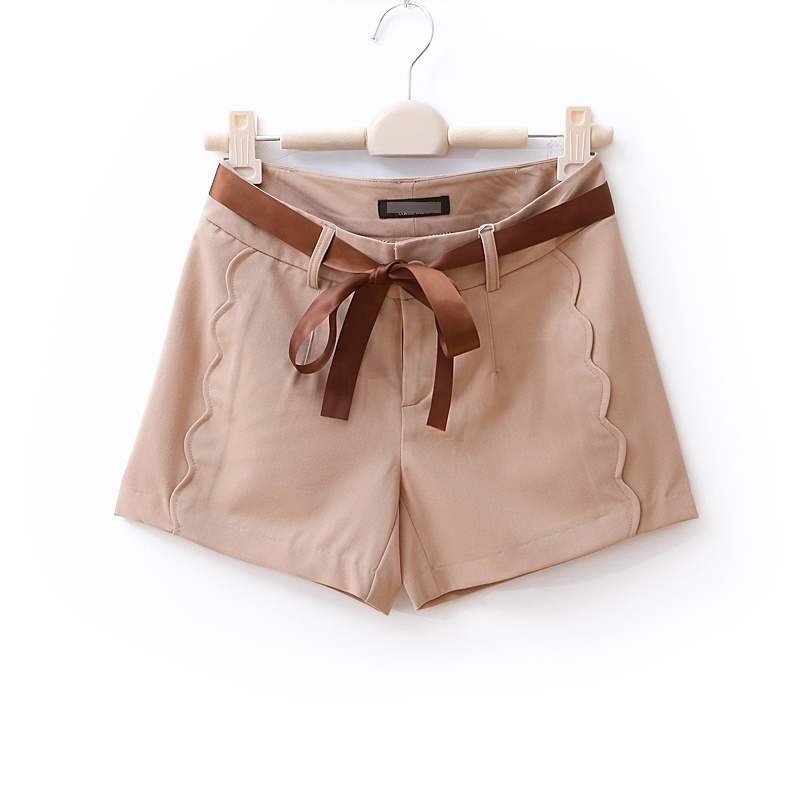 2012 AMIO high quality wave hem casual shorts women's single-shorts wd689 silk ribbon