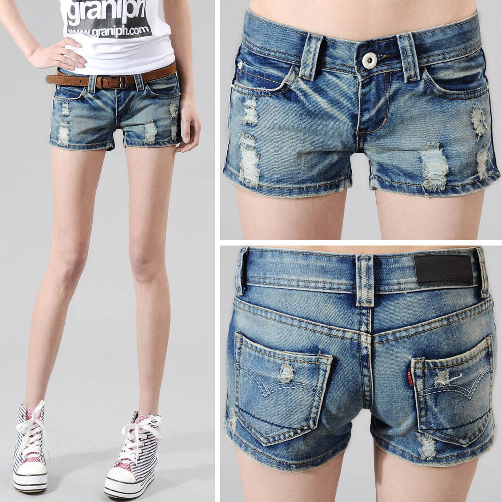 2012 AMIO shorts female shorts slim denim shorts summer hole