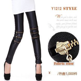 2012 ankle length legging matte leather pants female slim faux leather plus size elastic legging