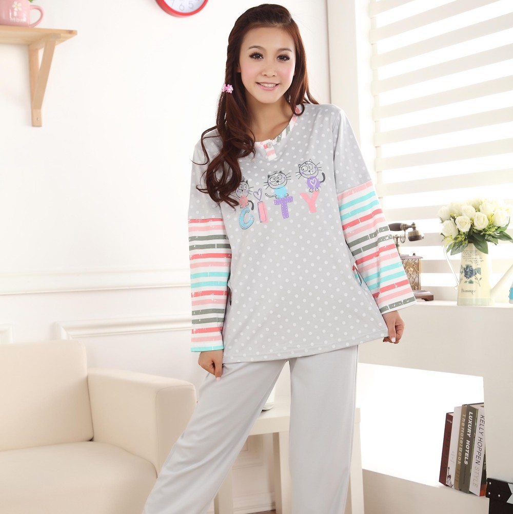 2012 anna autumn sleepwear at home women's long-sleeve sleepwear cat lounge sleep set