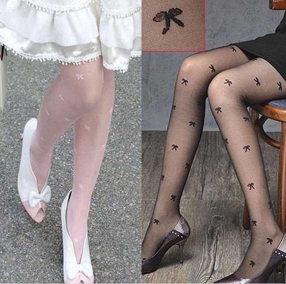 2012 Arrival Bowknot  Stocking tights Black & White Fishnet Hose Pantyhose Tights