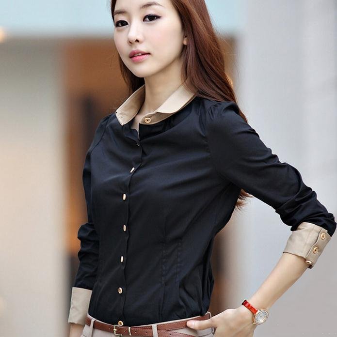 2012 autumn 100% cotton shirt female slim long-sleeve collcction women's shirt female black