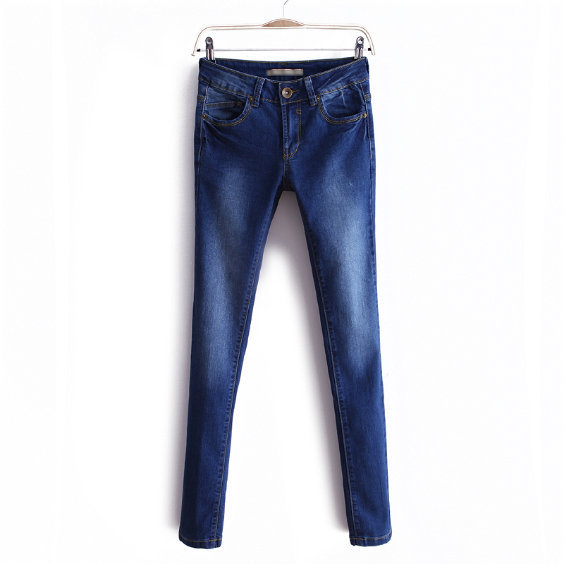 2012 autumn all-match pleated wearing white water wash low-waist jeans pencil pants female wk1337