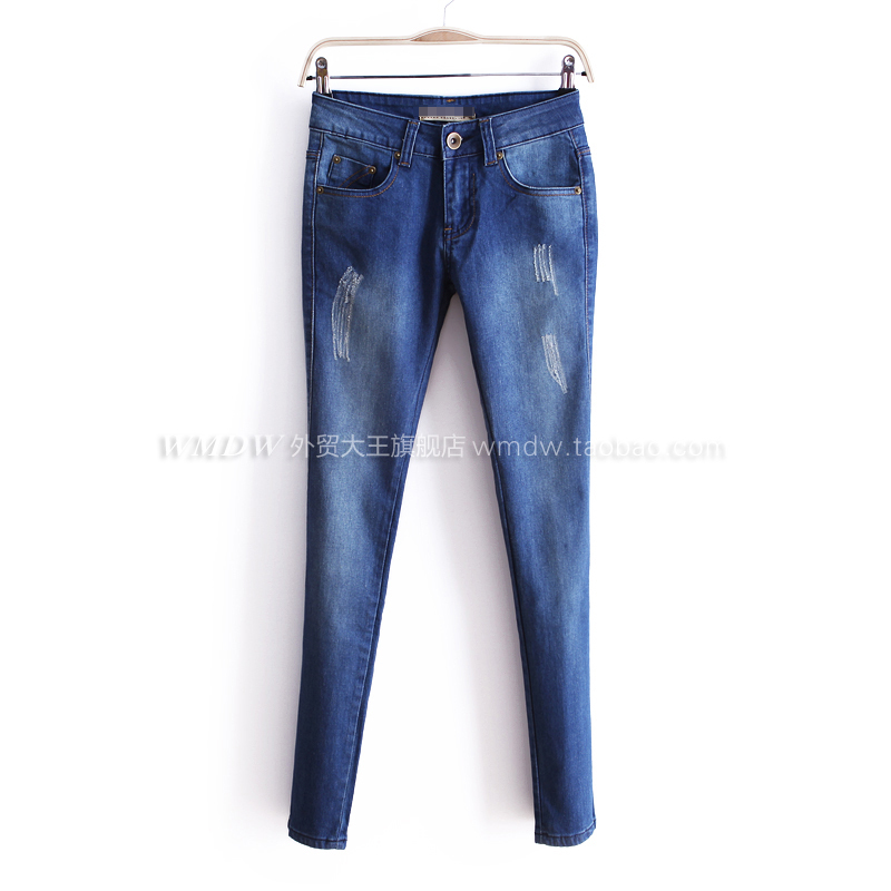 2012 autumn all-match slim scratches water wash slim denim skinny pants wk1349