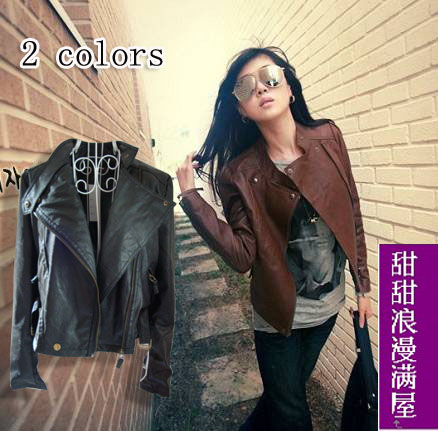 2012 autumn and winter 801 slim elegant vintage leather clothing leather jacket outerwear