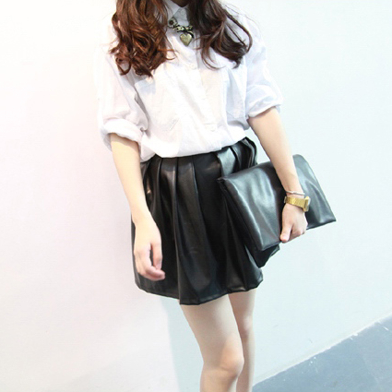 2012 autumn and winter all-match olpu short skirt bust skirt pleated skirt leather skirt winter dress miniskirt skirt