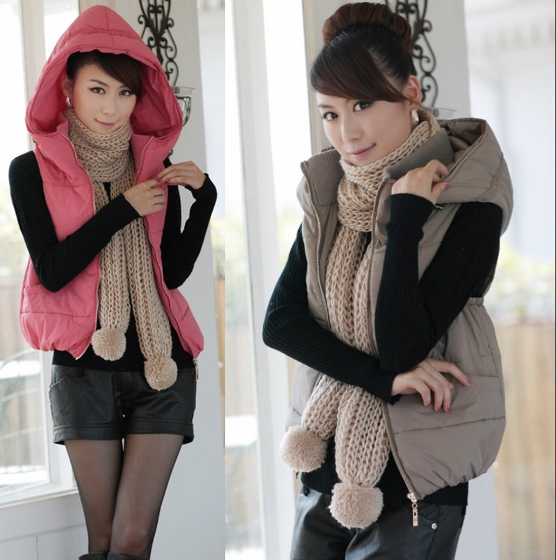 2012 autumn and winter all-match with a hood short vest cotton vest plus size vest wadded jacket women's outerwear