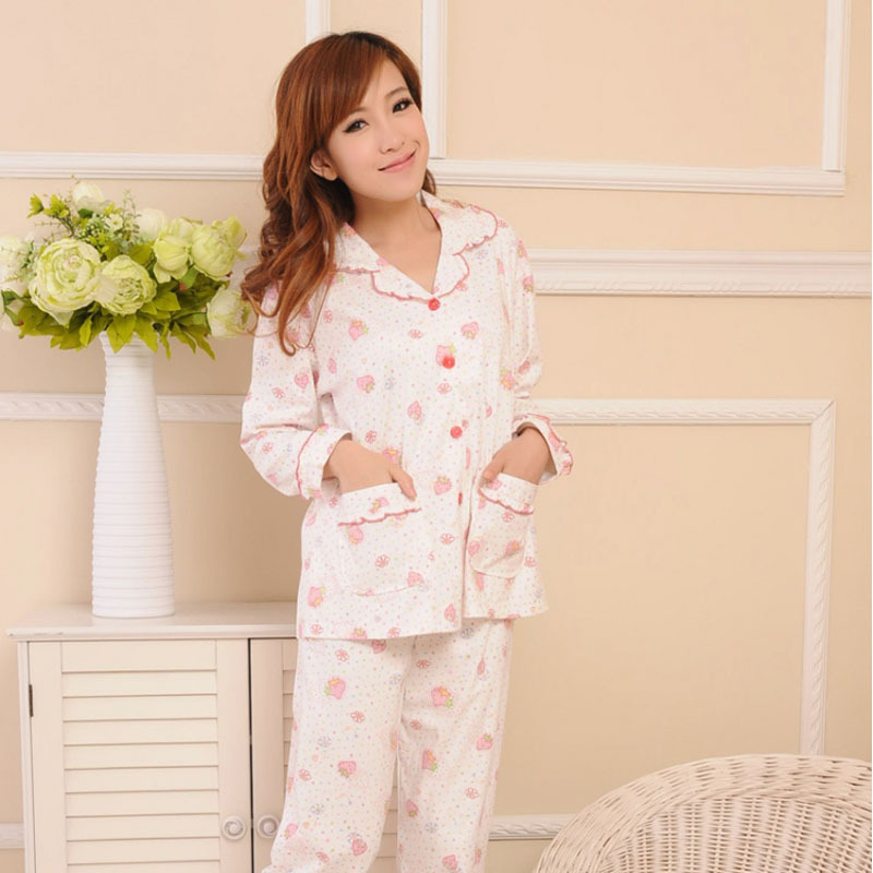 2012 autumn and winter autumn and winter sleepwear female lounge women's 100% cotton sleep set women's long