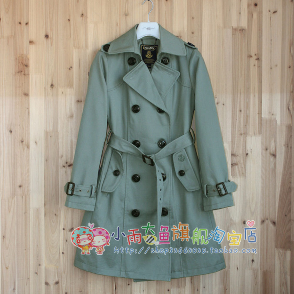 2012 autumn and winter autumn thickening double breasted slim fashion elegant female trench outerwear green