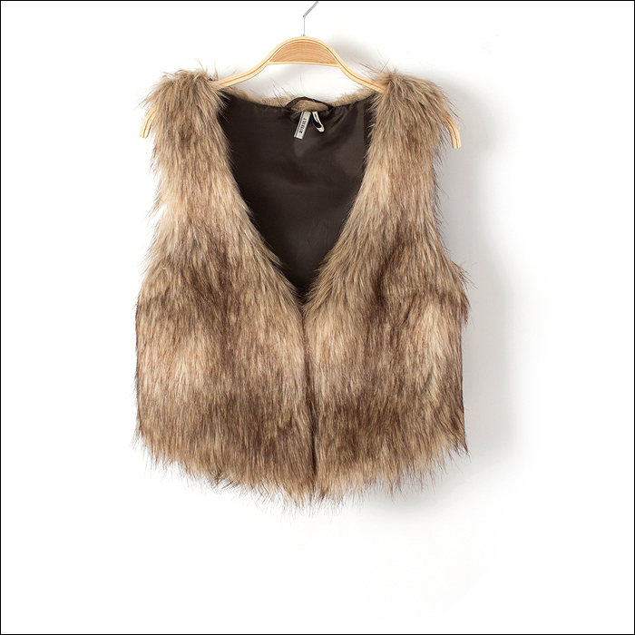 2012 autumn and winter beige fur vest fur vest fastener satin liner hm3 full