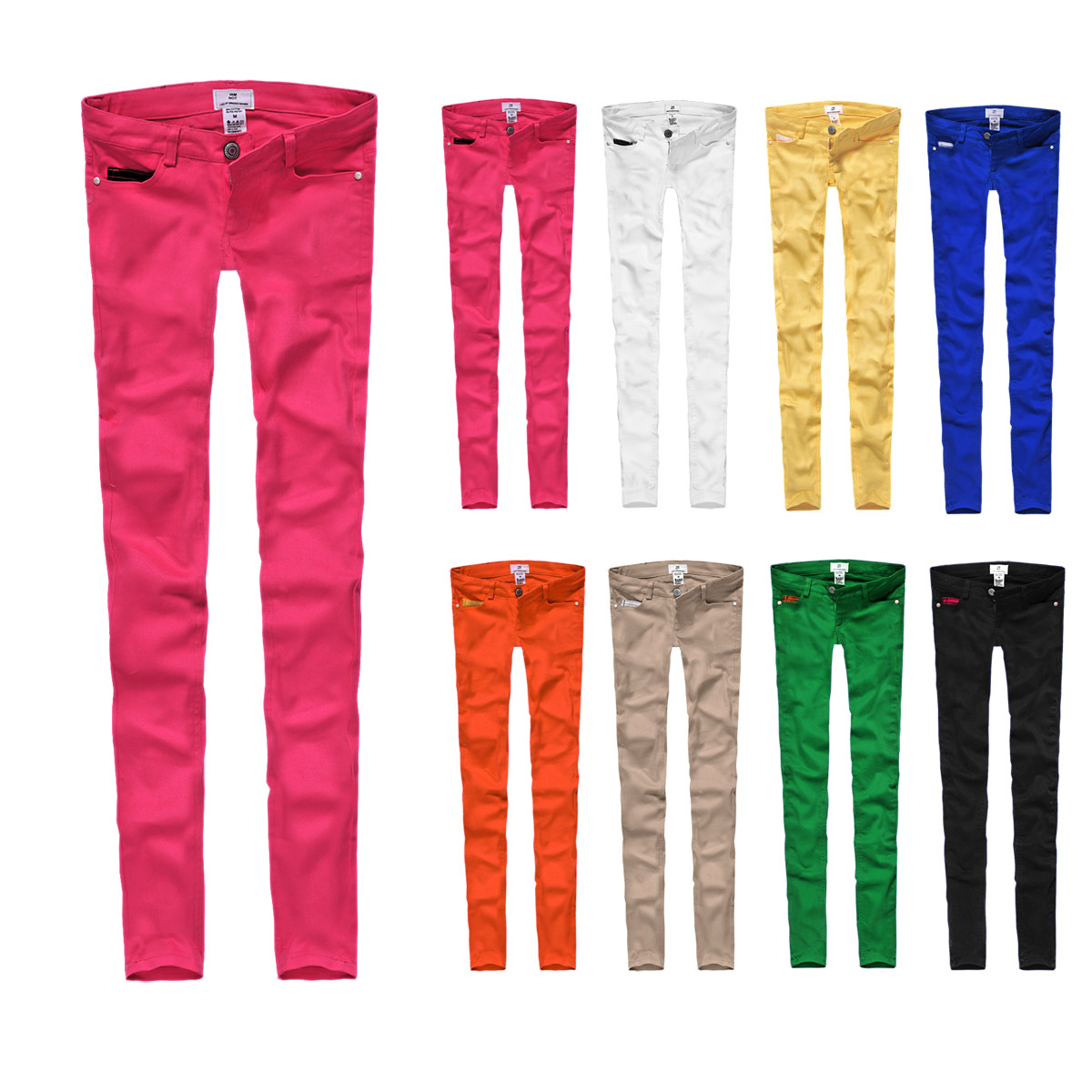 2012 autumn and winter candy color skinny jeans colored pencil slim female trousers 3623