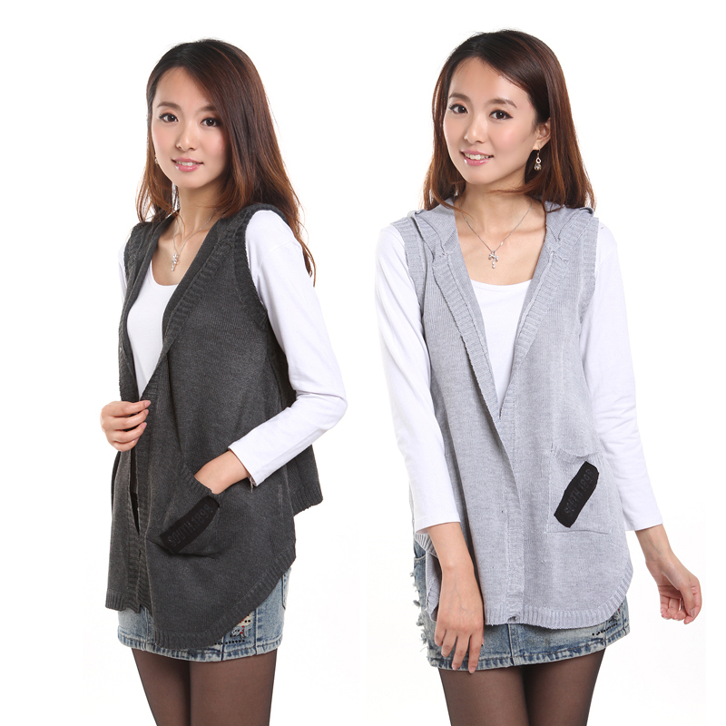 2012 autumn and winter cardigan all-match small vest fashion short jacket hooded sweater