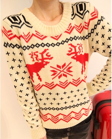 2012 autumn and winter casual all-match christmas deer long-sleeve pullover sweater thick outerwear female sweater