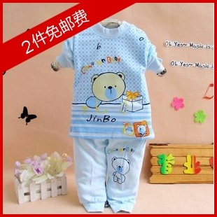 2012 autumn and winter child underwear children's clothing child underwear set cartoon bear buckle twinset