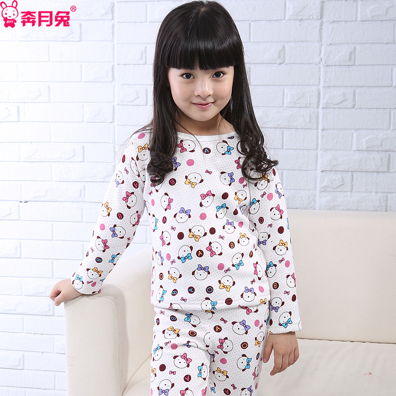 2012 autumn and winter children's clothing child thermal underwear set female child lounge sleepwear plus velvet thickening 68