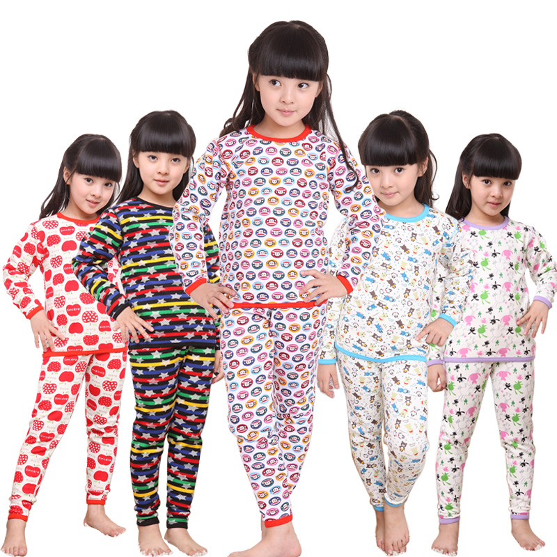 2012 autumn and winter children's clothing male child female child sleepwear 100% cotton child thermal underwear set