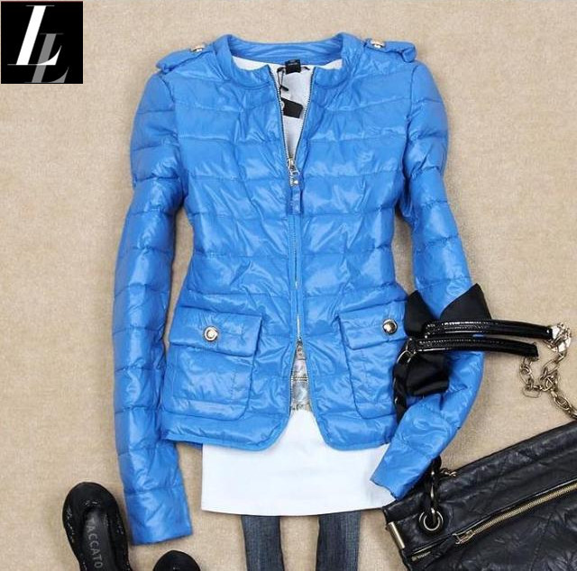 2012 autumn and winter collarless motorcycle thin short design down coat female outerwear