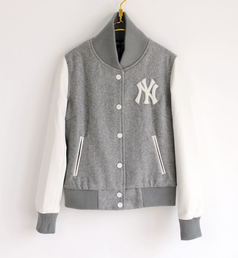 2012 autumn and winter color block single breasted PU water washed leather long-sleeve woolen baseball uniform jacket female