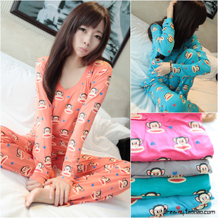 2012 autumn and winter comfortable cartoon sleepwear set at home service set female free shipping