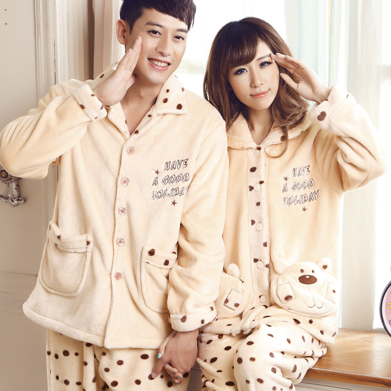 2012 autumn and winter coral fleece lovers sleepwear long-sleeve sleep set lounge