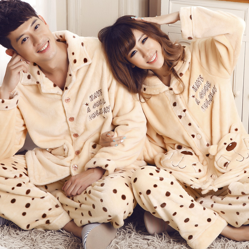 2012 autumn and winter coral fleece lovers sleepwear long-sleeve sleep set lounge