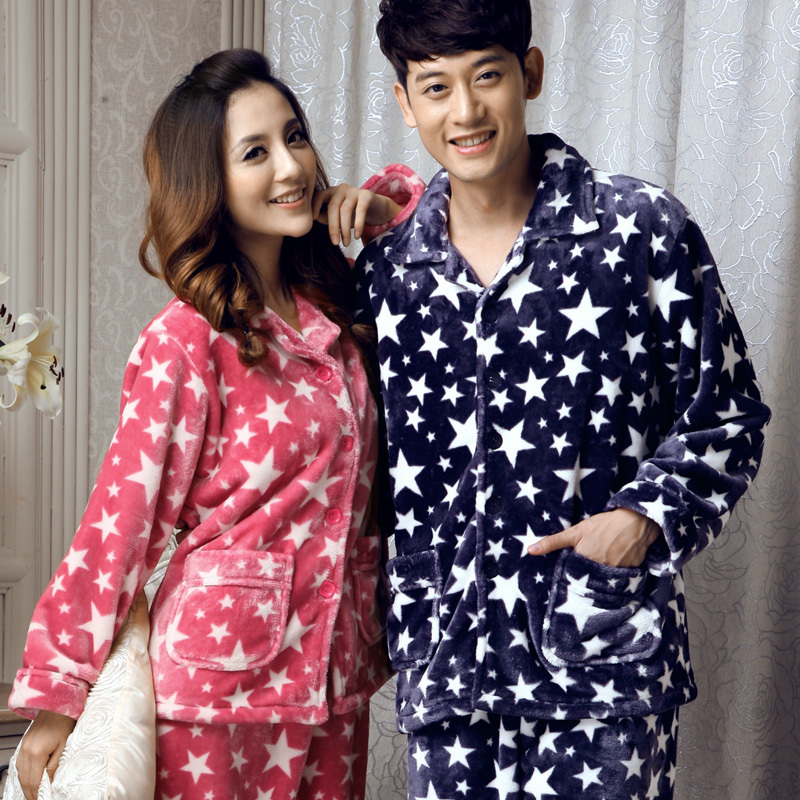 2012 autumn and winter coral fleece lovers sleepwear long-sleeve sleep set lounge coral fleece