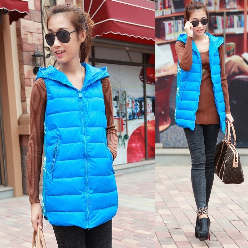 2012 autumn and winter cotton down vest plus size clothing solid color medium-long Women winter thickening vest