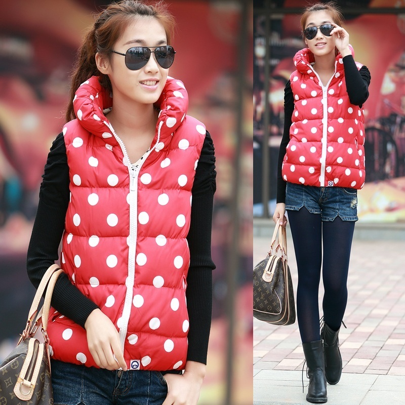 2012 autumn and winter cotton down vest the trend Women thickening winter stand collar dot vest tank