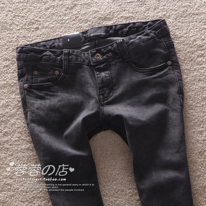 2012 autumn and winter - dark grey small slim butt-lifting skinny pants jeans female