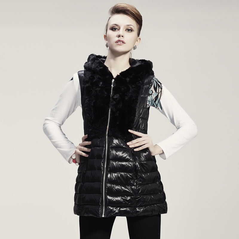 2012 autumn and winter down coat vest female down vest female medium-long slim vest outerwear