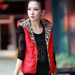 2012 autumn and winter down cotton vest female fashion vest female leopard print thermal vest female plus size