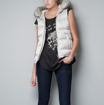 2012 autumn and winter fashion behind knitted patchwork detachable fur collar with a hood wadded jacket vest women snow wear