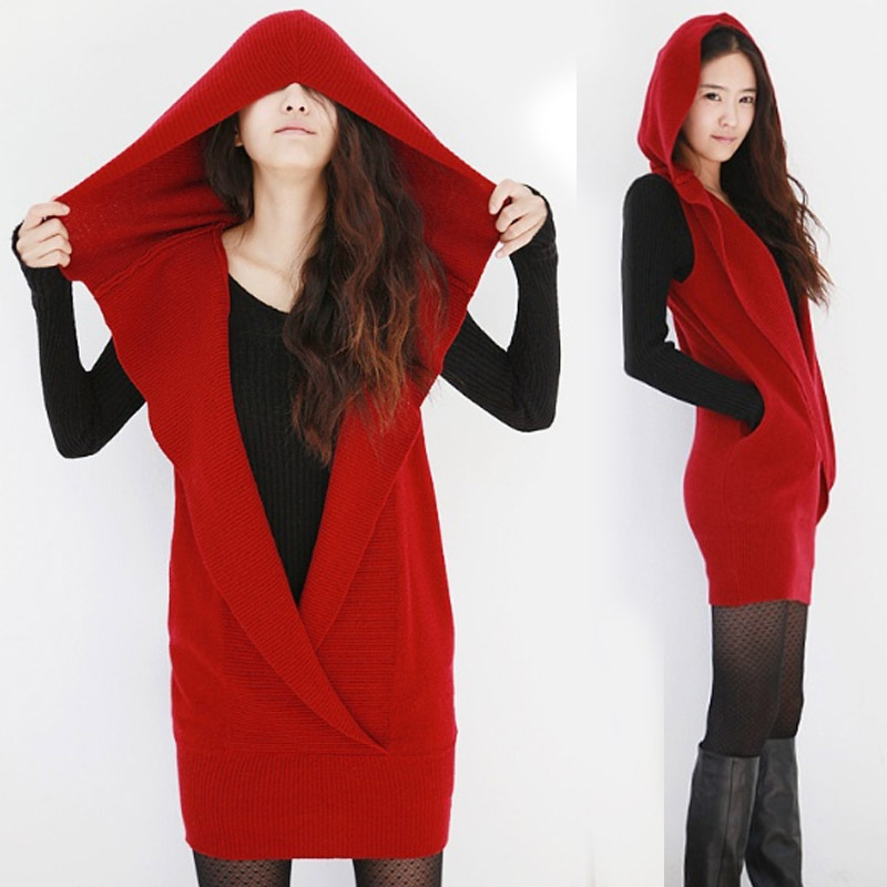 2012 autumn and winter fashion personality mix match women's fashion V-neck all-match with a hood sweater