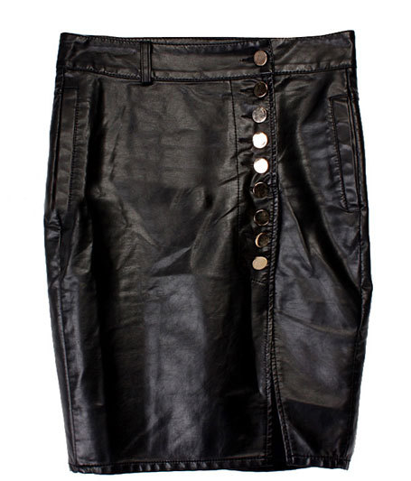 2012 autumn and winter fashion vintage sexy single breasted placketing slim hip step half-length leather short skirt