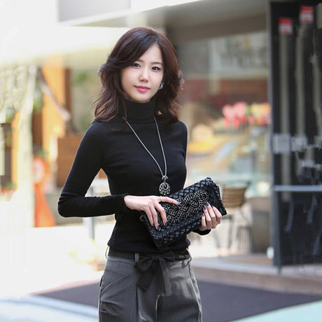 2012 autumn and winter fashion women's all-match slim turtleneck 100% cotton sweater basic shirt