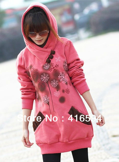 2012 autumn and winter fashion women's wool coat,Color matching pocket, printing,Hooded David clothes ,wholesale ,free shipping