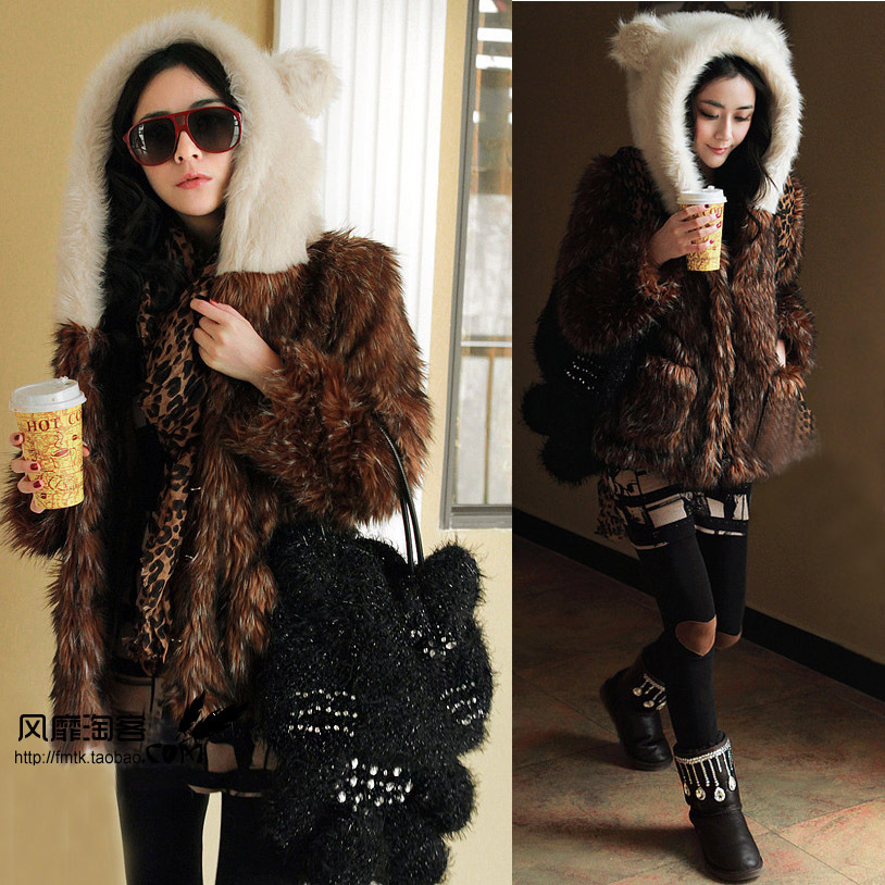 2012 autumn and winter faux hooded outerwear female winter plus cotton thickening