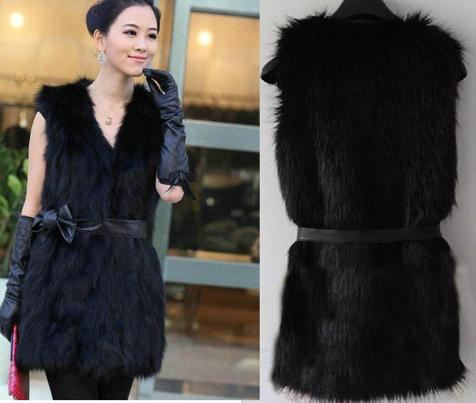 2012 autumn and winter faux vest rabbit fur women outerwear medium overcoat vest wool top