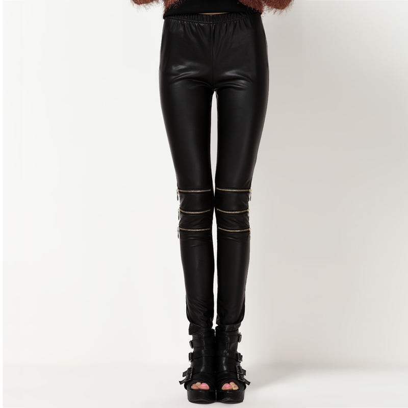 2012 autumn and winter female faux leather pants tight basic tp804